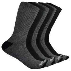 NEW Timberland 6 Pairs Cushioned Crew Socks Men’s Size 6-12 Black/Gray